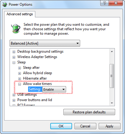 Allow wake timers